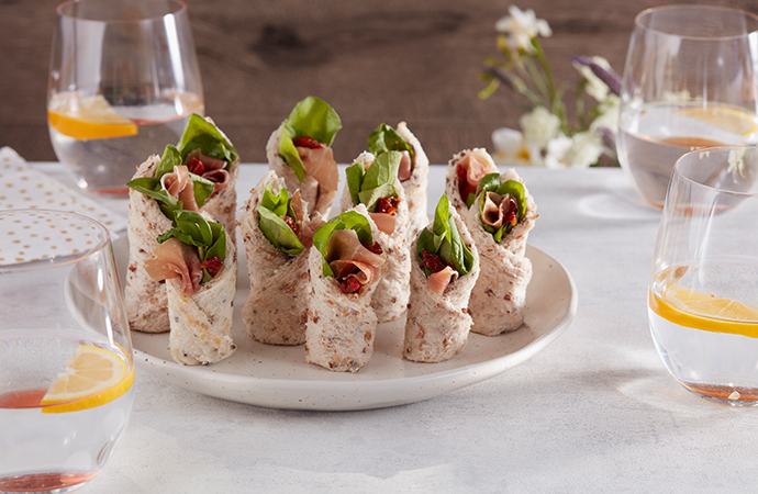 Prosciutto, Rocket & Sundried Tomato Cocktail Sandwiches